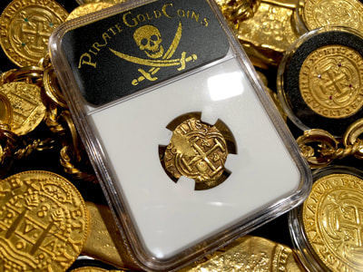 Colombia 2 Escudos 1660 "Dated" NGC 55 Shipwreck Treasure Gold Coin 7