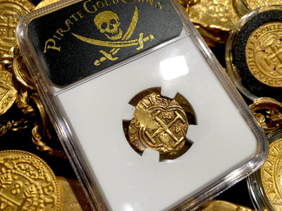 Colombia 2 Escudos 1660 "Dated" NGC 55 Shipwreck Treasure Gold Coin 11