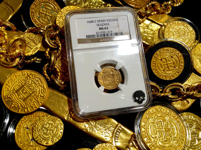 Spain 1 Escudo 1608 "Only 6 Total Known!" NGC 63 Pirate Gold Coins 4
