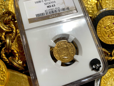 Spain 1 Escudo 1608 "Only 6 Total Known!" NGC 63 Pirate Gold Coins 6