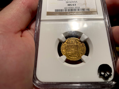 Spain 1 Escudo 1608 "Only 6 Total Known!" NGC 63 Pirate Gold Coins 7