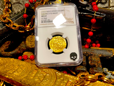 Spain 1 Escudo 1516-56 "Full Crown & Legends" NGC 62 3