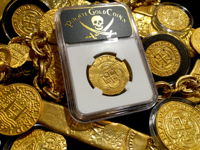 Spain 4 Escudos 1556-98 "Full Crown" NGC 55 Pirate Treasure Shipwreck Gold 8