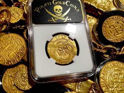 Spain 4 Escudos 1556-98 "Full Crown" NGC 55 Pirate Treasure Shipwreck Gold 10