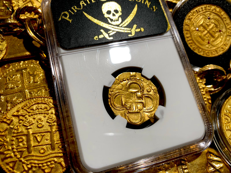 Spain 2 Escudos 1591 "Dated" NGC 58 Pirate Gold Coins Treasure 6