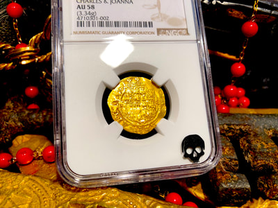 Spain 1 Escudo 1516-56 "Full Crown & Legends" NGC 58 3