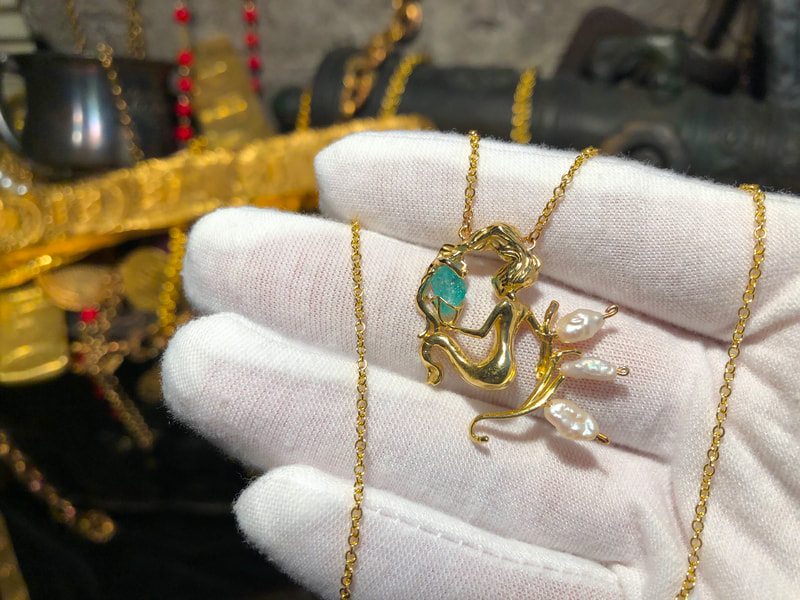 Atocha 1622 Emerald & Gold Mermaid with White Pearls 4