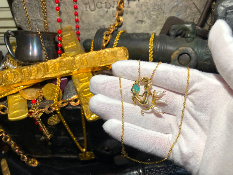 Atocha 1622 Emerald & Gold Mermaid with White Pearls 5