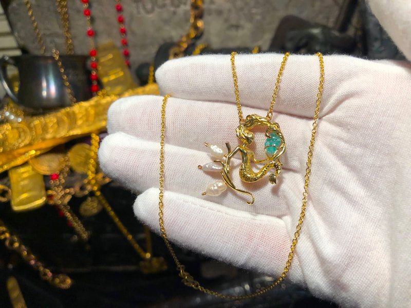 Atocha 1622 Emerald & Gold Mermaid with White Pearls 6