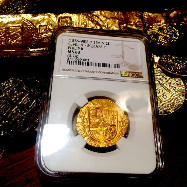 Spain 2 Escudos 1556-98 "Philip II" NGC 63 Finest Known