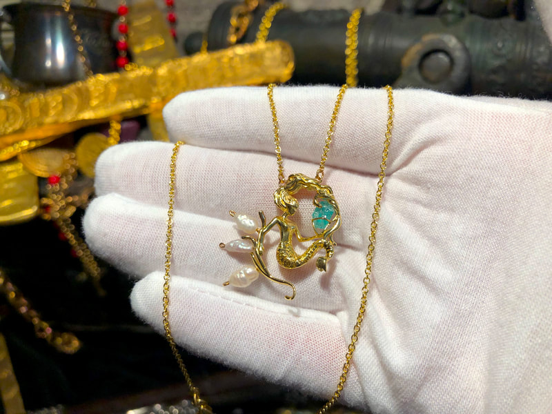 Atocha 1622 Emerald & Gold Mermaid with White Pearls 7