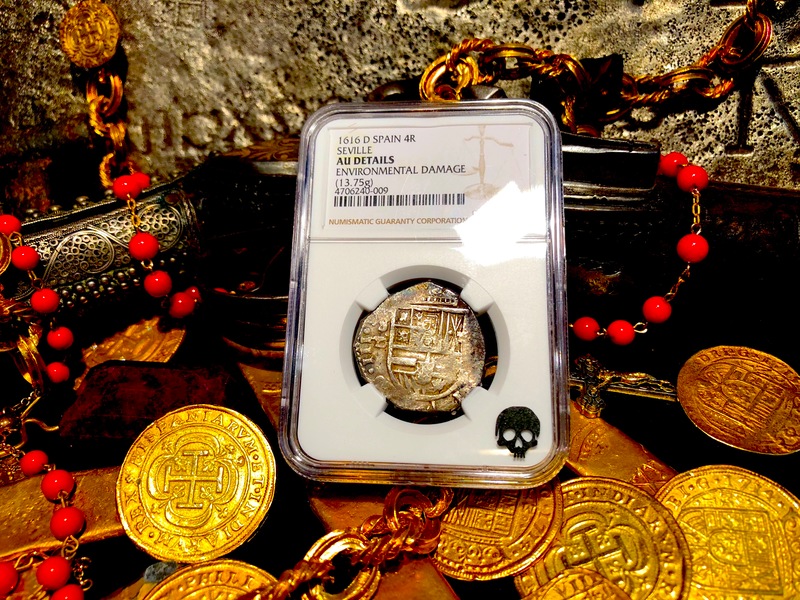 Spain 4 Reales 1616 "Full 4 Digit Dated" NGC AU Dets​ Pirate Gold Coins 16