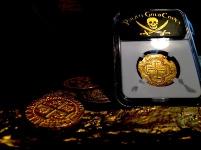 Spain  2 Escudos  1556-98  "Toledo Mint"  NGC AU DETS Huge Planchet! 8