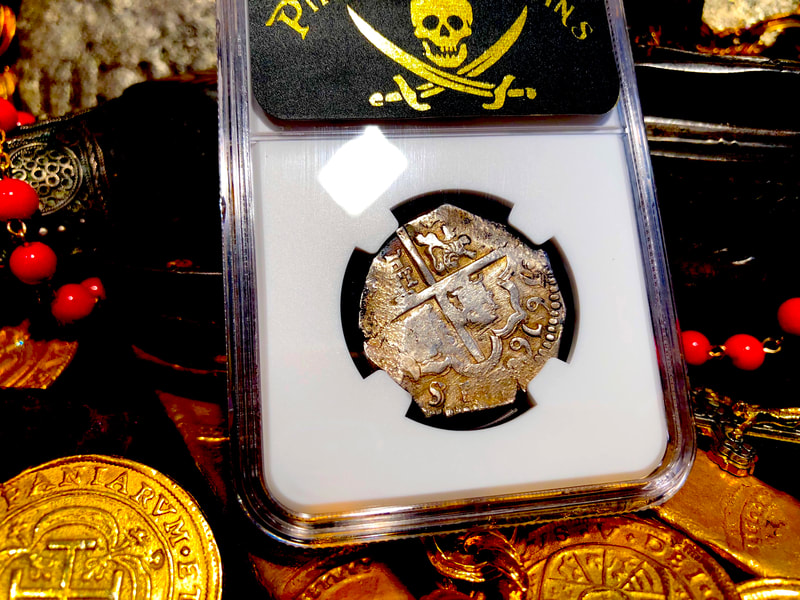 Spain 4 Reales 1616 "Full 4 Digit Dated" NGC AU Dets​ Pirate Gold Coins 11