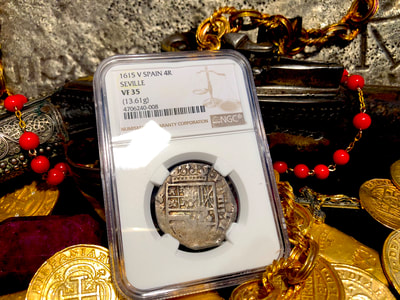 Spain 4 Reales 1615 "Full 4 Digit Date" NGC 35​ Pirate Gold Coins 14