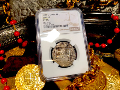 Spain 4 Reales 1615 "Full 4 Digit Date" NGC 35​ Pirate Gold Coins 17