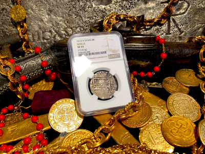 Spain 4 Reales 1615 "Full 4 Digit Date" NGC 35​ Pirate Gold Coins 16