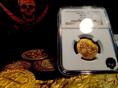 Spain  2 Escudos  1595  "Rarely Dated!"  King Philip II  NGC 50 4