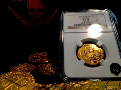 Spain  2 Escudos  1590  "DATED!"  King Philip II  NGC 58 2
