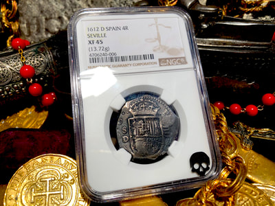 Spain 4 Reales 1612 "Full 4 Digit Date" NGC 45​ Pirate Gold Coins 12