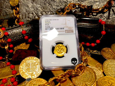 Spain 2 Escudos 1556-98 "Philip II" NGC 25​ Pirate Gold Coins Treasure 2