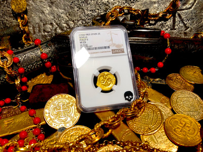 Spain 2 Escudos 1556-98 "Philip II" NGC 25​ Pirate Gold Coins Treasure 4