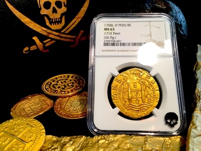 Peru  8 Escudos  1708  "1715 Plate Fleet Shipwreck"  NGC 63  Finest Known! 2