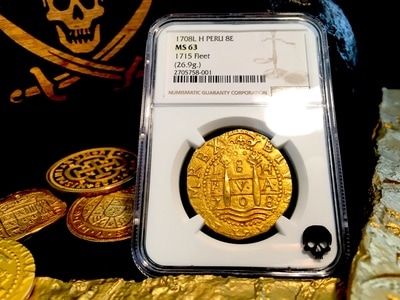 Peru  8 Escudos  1708  "1715 Plate Fleet Shipwreck"  NGC 63  Finest Known! 5
