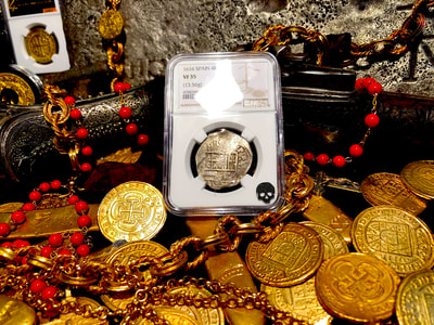 Spain 4 Reales 1616 "Dated" NGC 35​ Pirate Gold Coins 12