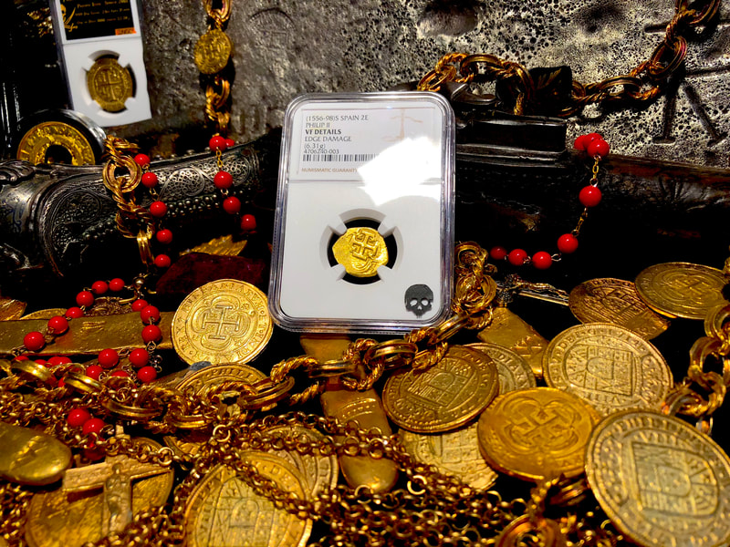 Spain 2 Escudos 1556-98 "Full Cross" NGC VF Dets 3