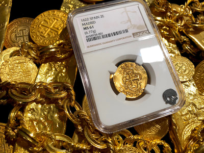 Spain 2 Escudos 1622 "Year of the Atocha, Dated"  NGC 61 Shipwreck Treasure 8