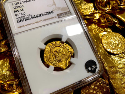 Spain 2 Escudos 1629 "Dated" NGC 63 Shipwreck Gold Pirate Treasure Coins 4