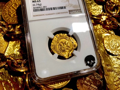 Spain 2 Escudos 1629 "Dated" NGC 63 Shipwreck Gold Pirate Treasure Coins 6