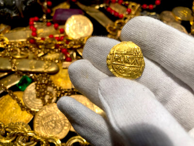 Colombia 2 Escudos 1742 "Dated" RAW Pirate Gold Coins Jewelry Treasures 3