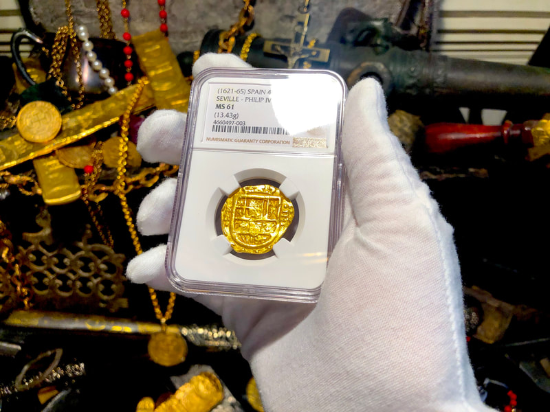 Spain 4 Escudos 1621-65 "Brute Style" NGC 61 Pirate Gold Coins 3