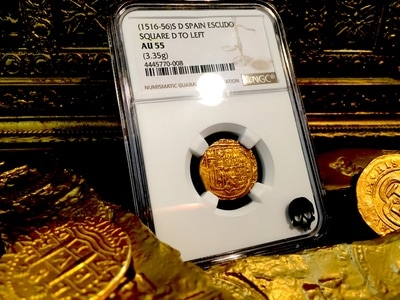Spain  1 Escudo  1516-56  "Charles & Joanna"  NGC 55 Square D to Left 3