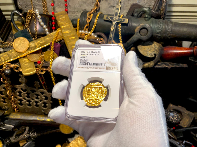 Spain 4 Escudos 1621-65 "Brute Style" NGC 61 Pirate Gold Coins 24