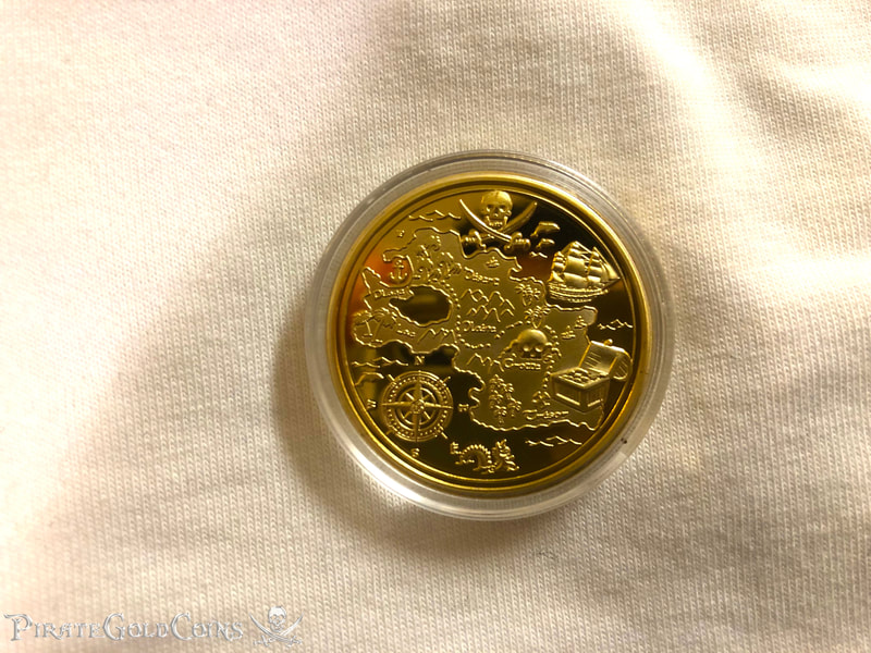 Pirate Gold Coins - Commemorative Piece with Treasure Map! 7
