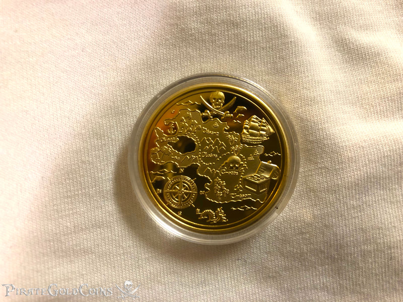 Pirate Gold Coins - Commemorative Piece with Treasure Map! 8