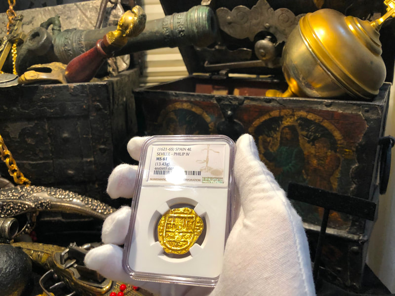 Spain 4 Escudos 1621-65 "Brute Style" NGC 61 Pirate Gold Coins 12