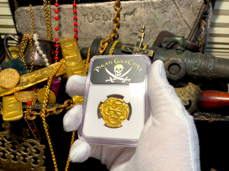 Spain 4 Escudos 1621-65 "Brute Style" NGC 61 Pirate Gold Coins 15