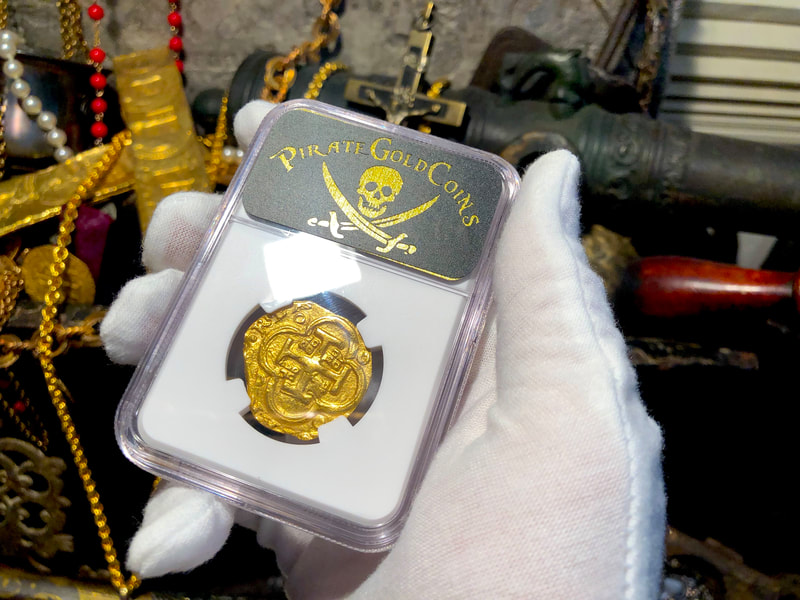 Spain 4 Escudos 1621-65 "Brute Style" NGC 61 Pirate Gold Coins 19