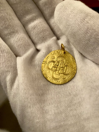 Reproduction Solid Gold Spain 2 Escudos Shipwreck Treasure Pirate Gold Coins 2