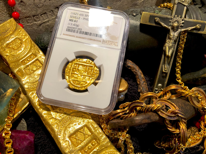 Spain 4 Escudos 1621-65 "Brute Style" NGC 61 Pirate Gold Coins 20
