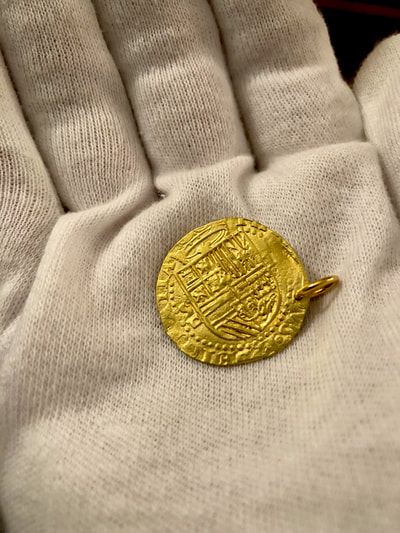 Reproduction Solid Gold Spain 2 Escudos Shipwreck Treasure Pirate Gold Coins 3