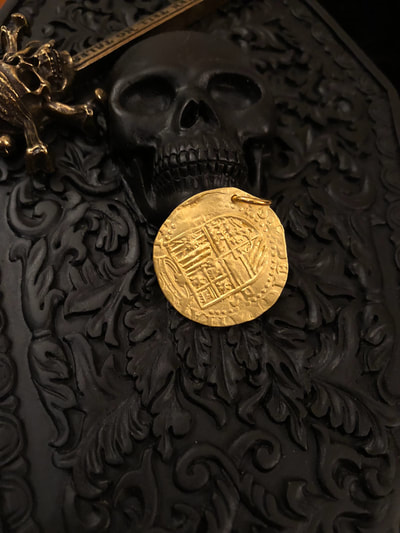 Reproduction Solid Gold Spain 2 Escudos Shipwreck Treasure Pirate Gold Coins 5