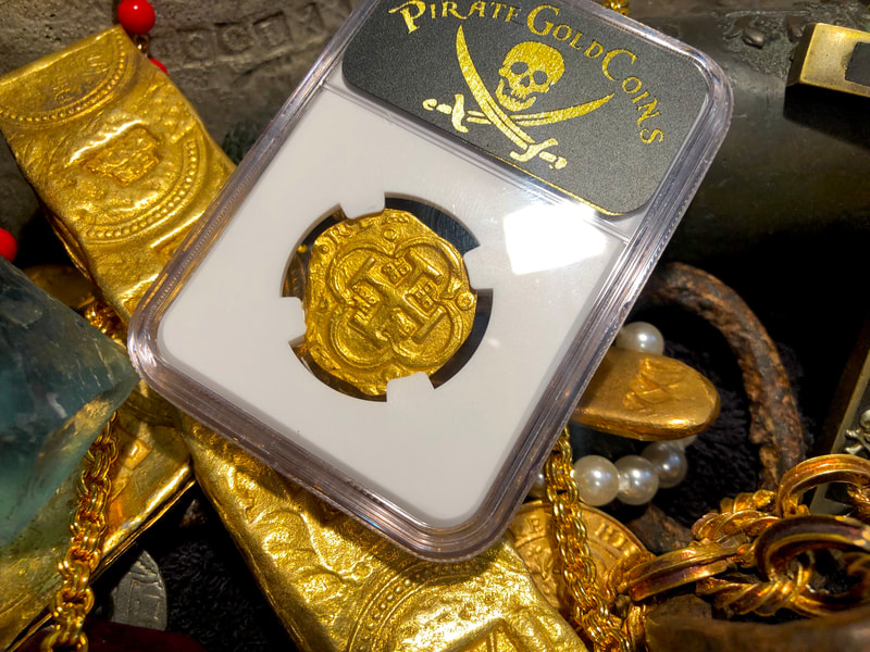 Spain 4 Escudos 1621-65 "Brute Style" NGC 61 Pirate Gold Coins 26