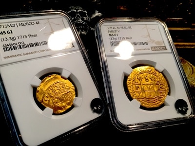 Peru  8 Escudos  1712  "1715 Plate Fleet Shipwreck"  NGC 61  Double Date! 6