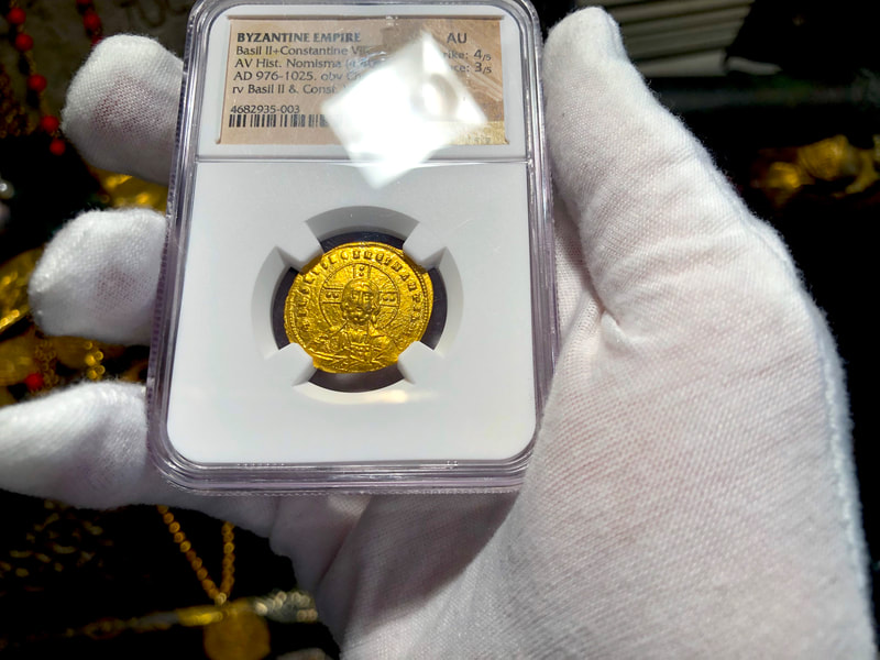 Byzantine Empire 976-1025AD "Jesus Christ" NGC AU 4x3 2