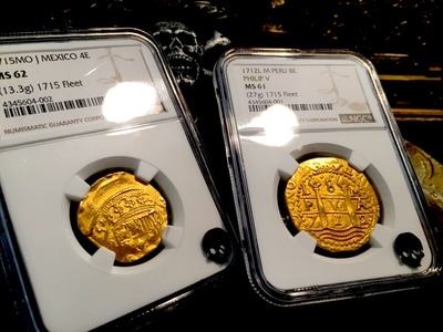 Peru  8 Escudos  1712  "1715 Plate Fleet Shipwreck"  NGC 61  Double Date! 8